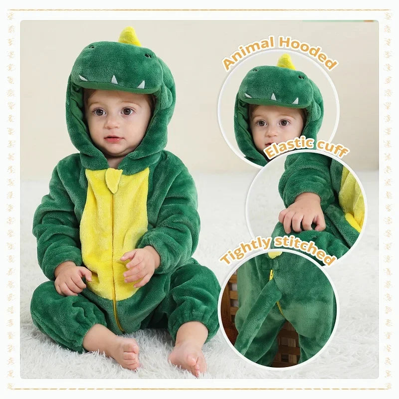 Warm & Cuddly Baby Romper – Plush Hooded Winter Jumpsuit for Toddlers & Infants | Unisex Animal Costume Onesie beunik