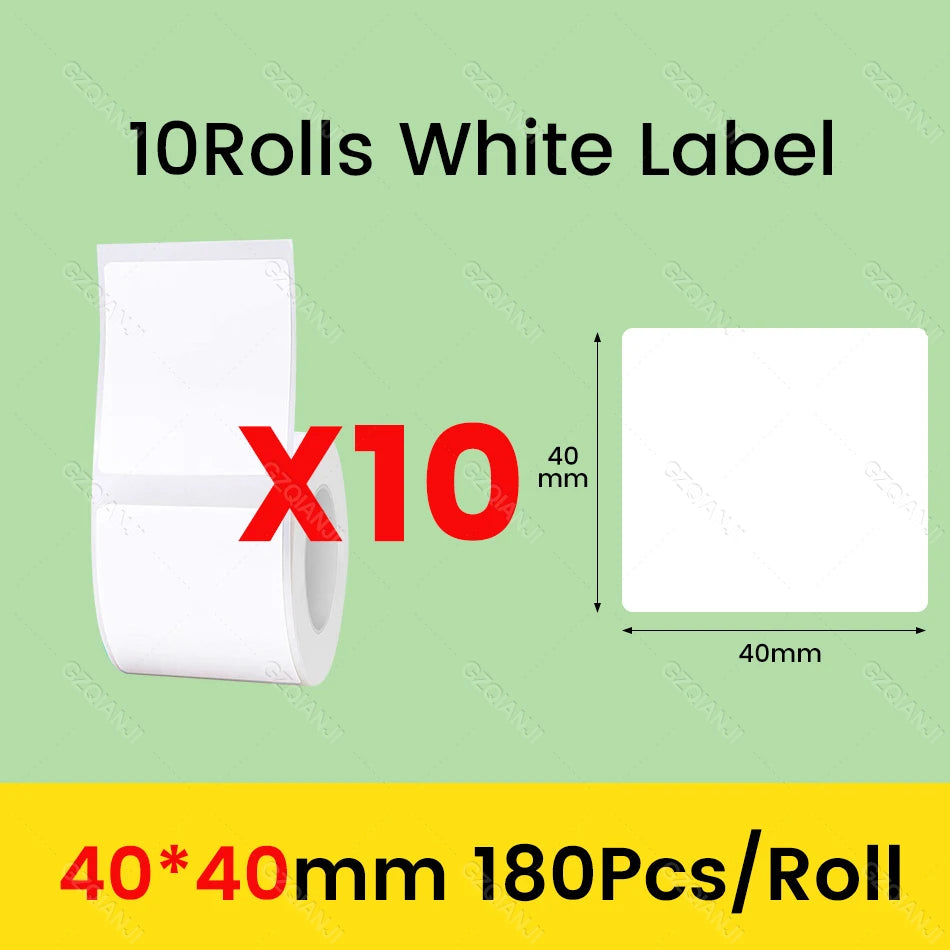 NiiMbot Label Rolls – Waterproof, Anti‑Oil, Tear‑Resistant White Stickers (3/5/10 Pack)
