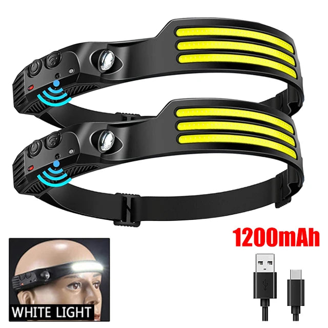LED Headlamp Built-in Battery USB Rechargeable Flashlight Outdoor Camping Fishing Sensor beunik