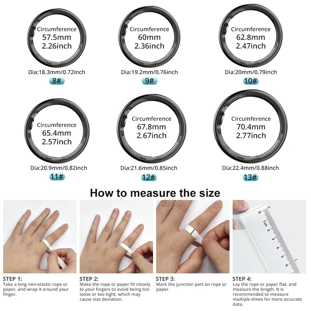 Smart Ring Waterproof with Charging Case (Heart Rate Blood Oxygen, Skin, Temperature, Monitor) beunik