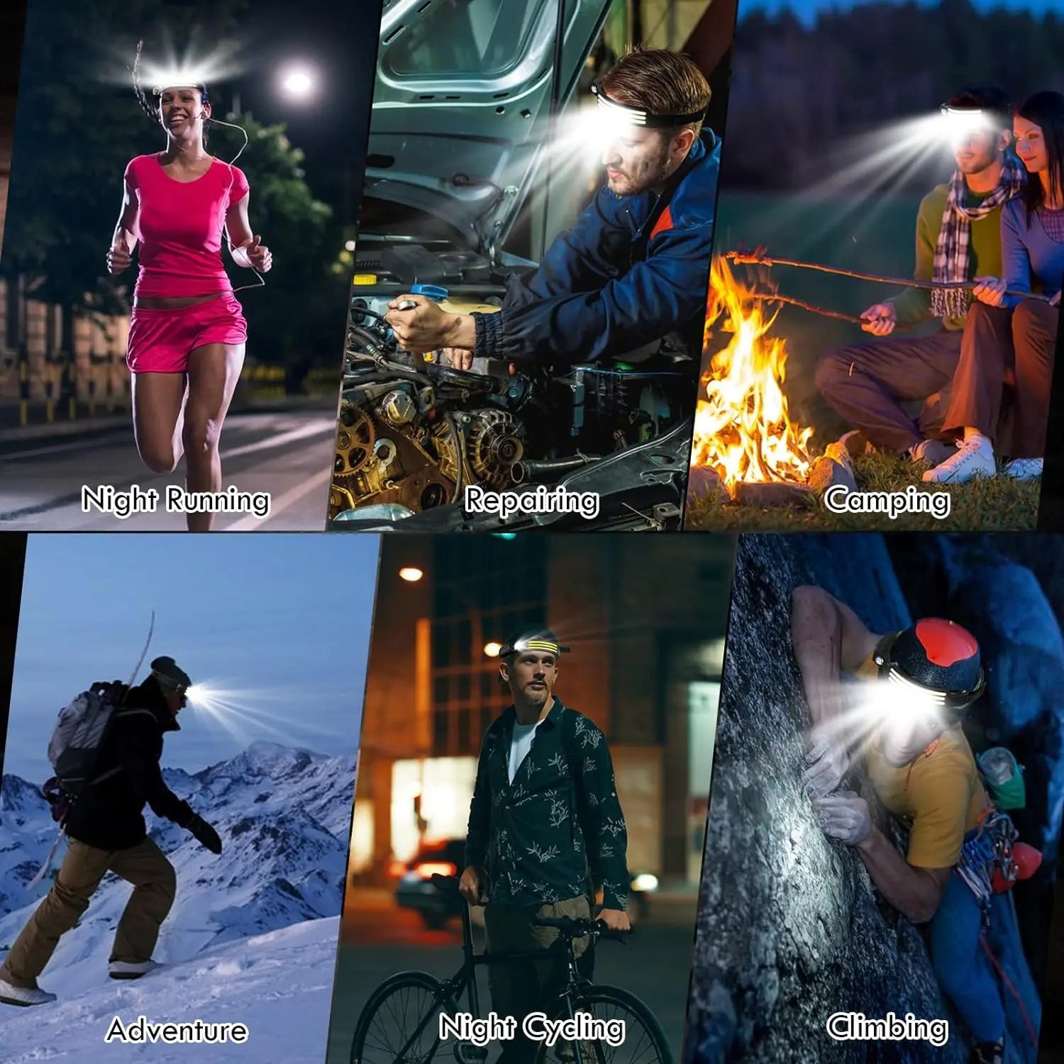 LED Headlamp Built-in Battery USB Rechargeable Flashlight Outdoor Camping Fishing Sensor beunik