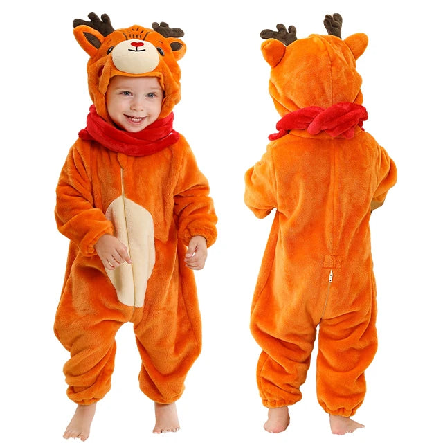 Ultra-Soft Winter Baby Romper – Hooded Flannel Animal Jumpsuit Costume for Toddlers & Infants (Boys & Girls) beunik