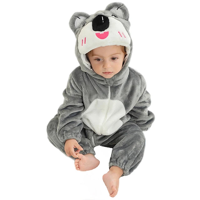 Cozy Animal Baby Onesie – Flannel Winter Romper with Hood for Newborns, Infants & Toddlers (Boys & Girls) beunik