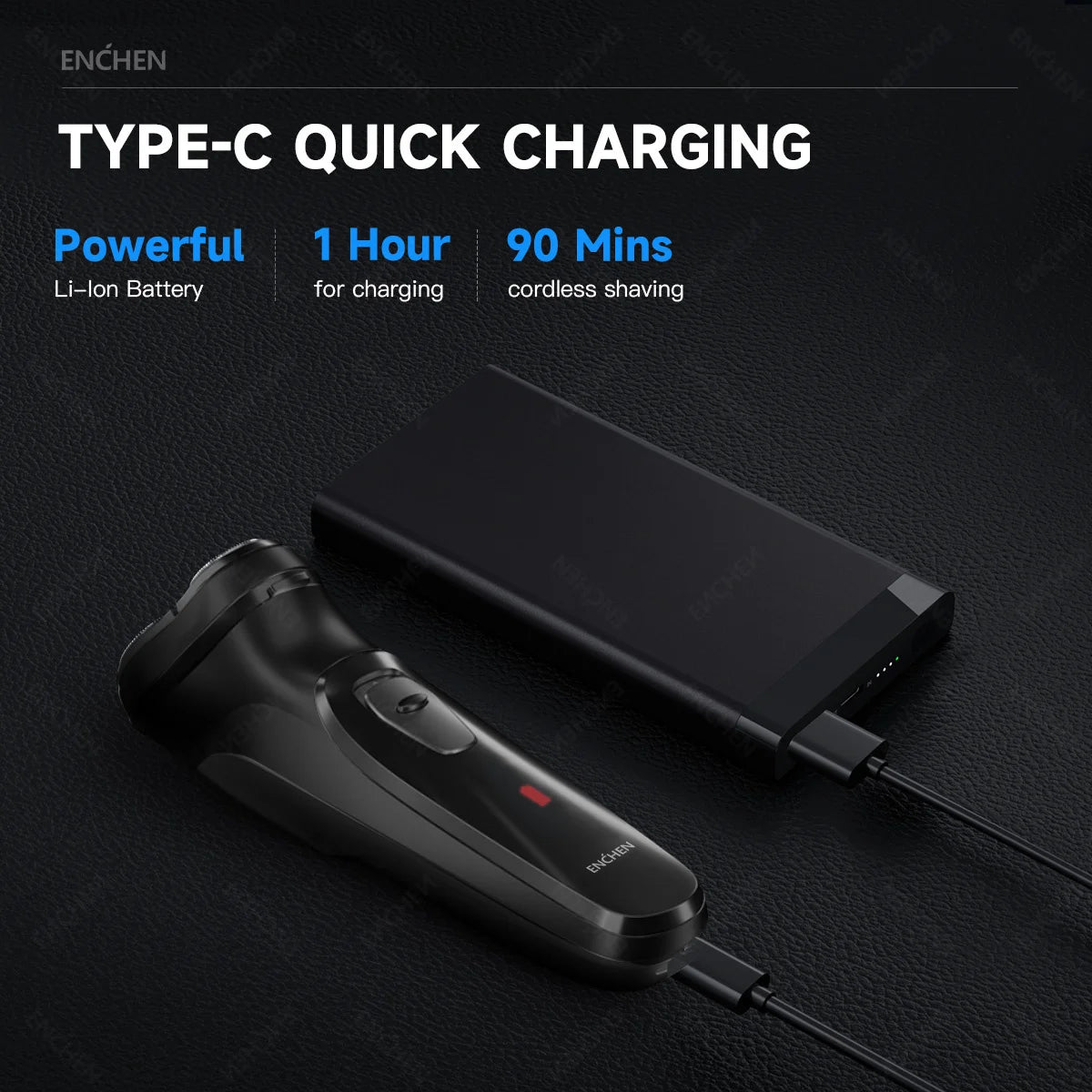 Blackstone Electrical Rotary Shaver for Men Floating Blade Washable Type-C USB Rechargeable beunik