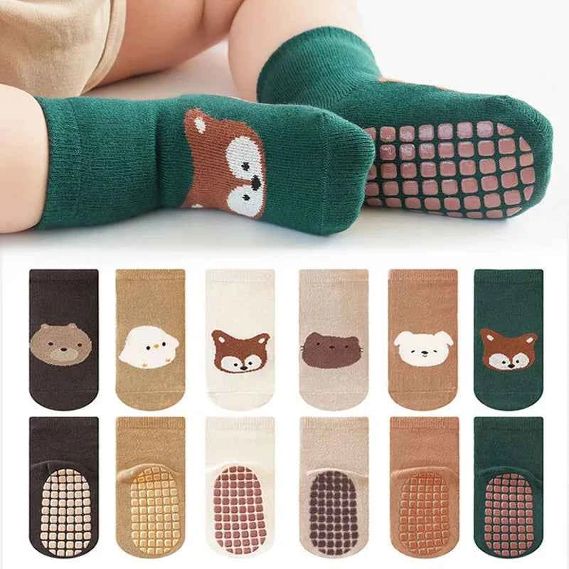 Kids Non-Slip Socks Childrens Boys Girls Floor Socks (6 Pairs)