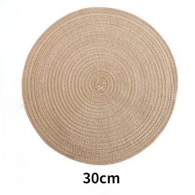 6pcs Round Table Mat Woven Ramie Placemats - beunik