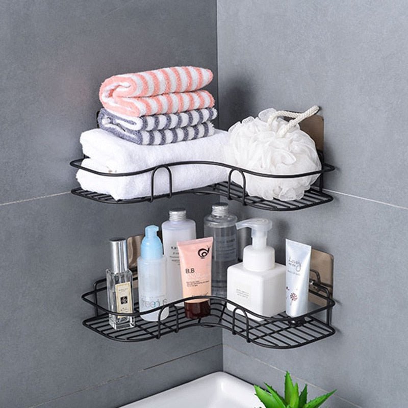 Bathroom Corner Grate Storage Shelves Wall Mounted - beunik