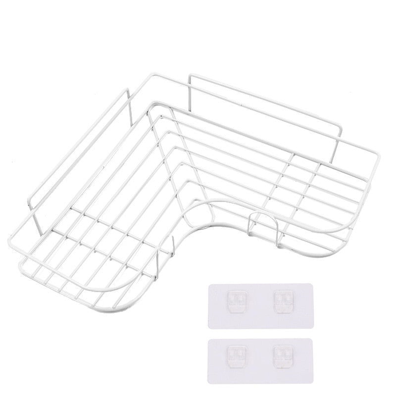 Bathroom Corner Grate Storage Shelves Wall Mounted - beunik