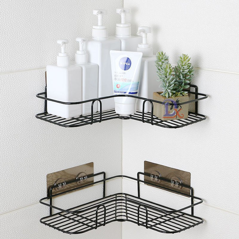 Bathroom Corner Grate Storage Shelves Wall Mounted - beunik