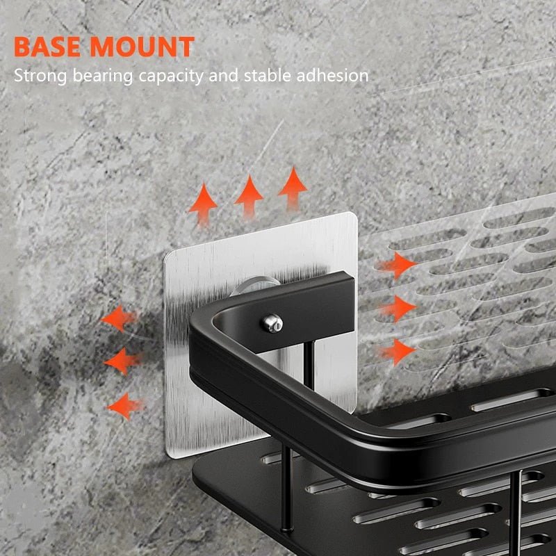 Bathroom Storage Rack No Drill Shelves Wall Mount Corner Shelf Shower Holder - beunik