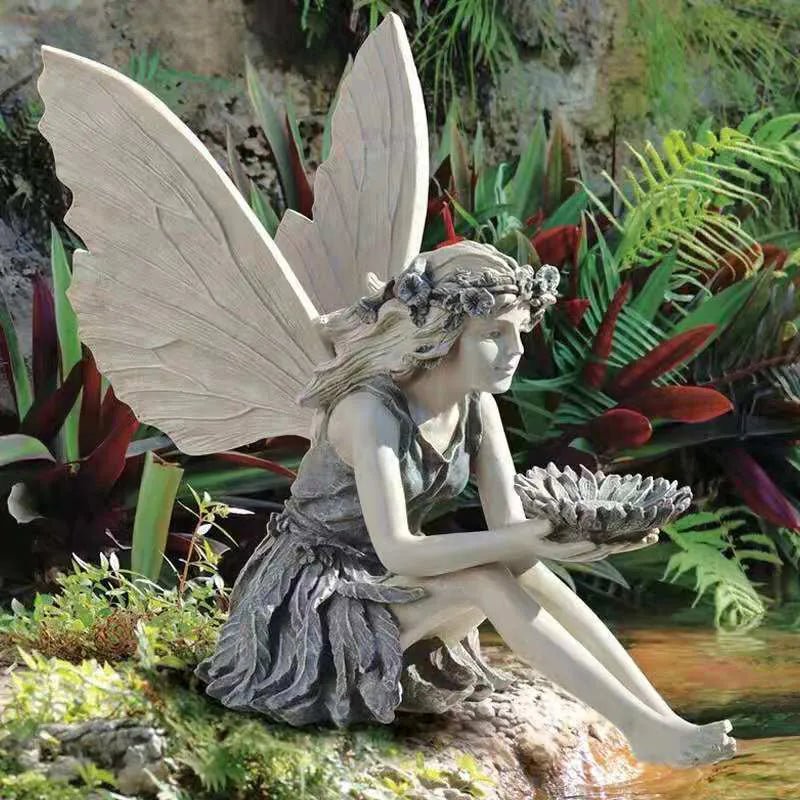 Fairy Statue Resin Jewelry Garden Decoration Angel Girl - beunik
