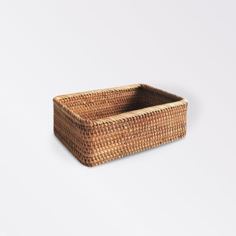 Handwoven Rectangular Rattan Wicker Storage Box