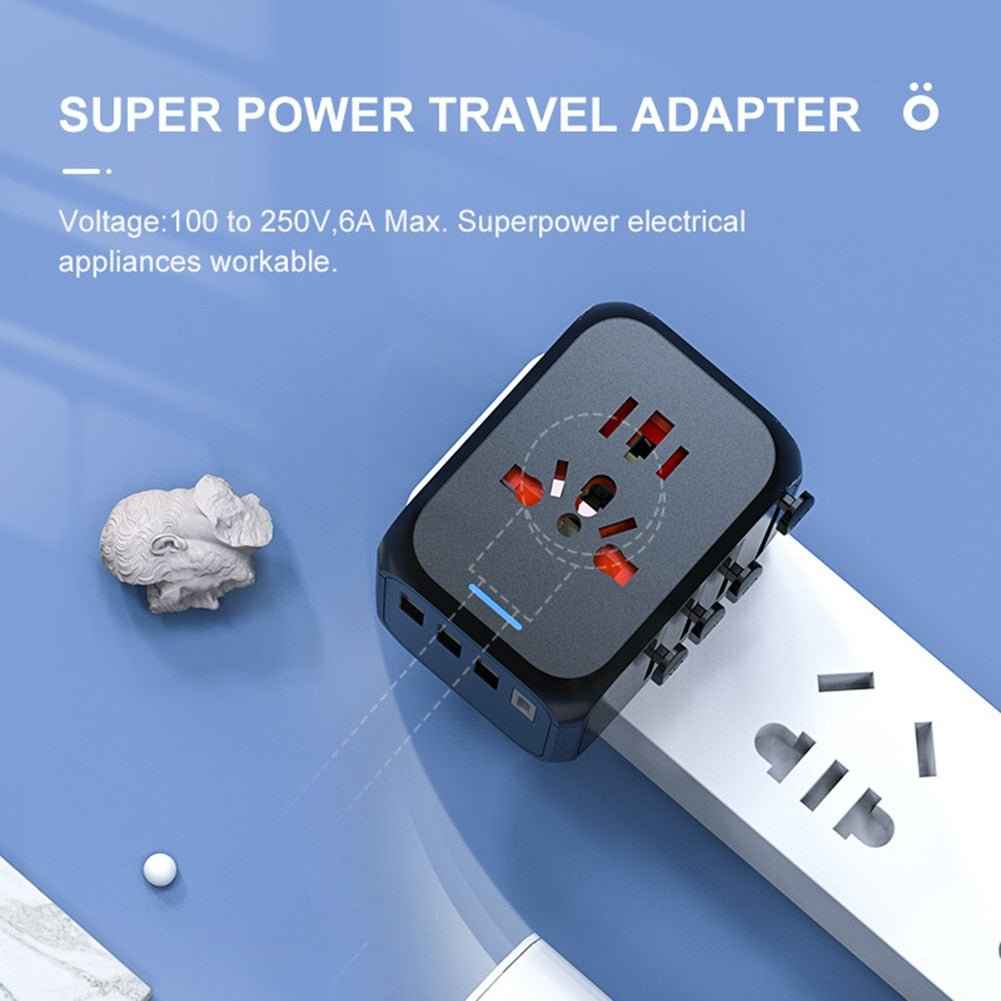 International Universal Travel Plug Adapter 3USB