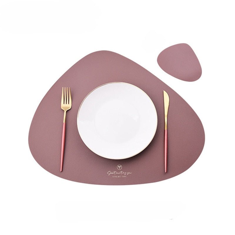 Inyahome PU Leather Dual Sided Placemat and Coaster Set - beunik