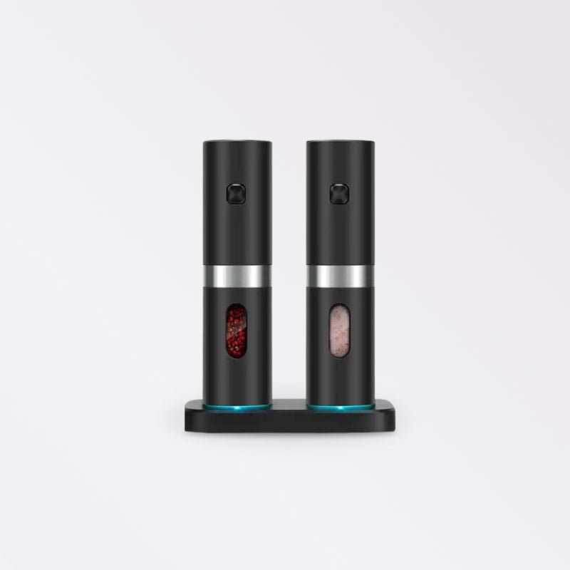 LED Automatic Rechargeable Mill Electric Salt and Pepper Grinder Set with Charging Base - beunik