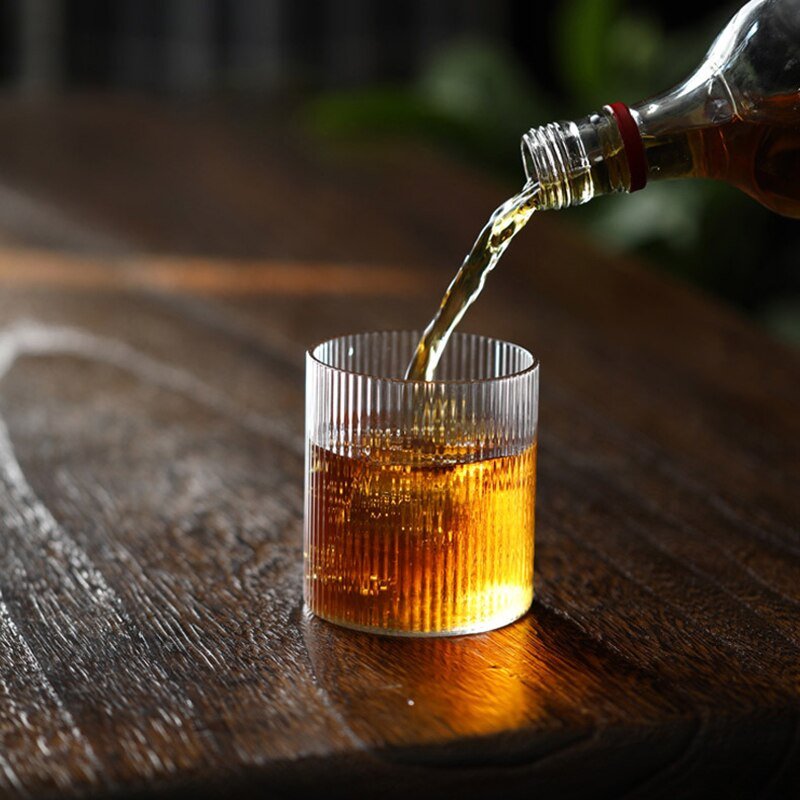 Ripple Whisky Glass Vertical Lines Drinking Glass - beunik