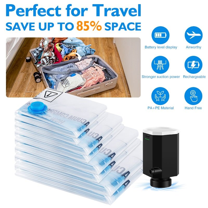 Vacuum Travel Storage Bags with Pump - beunik