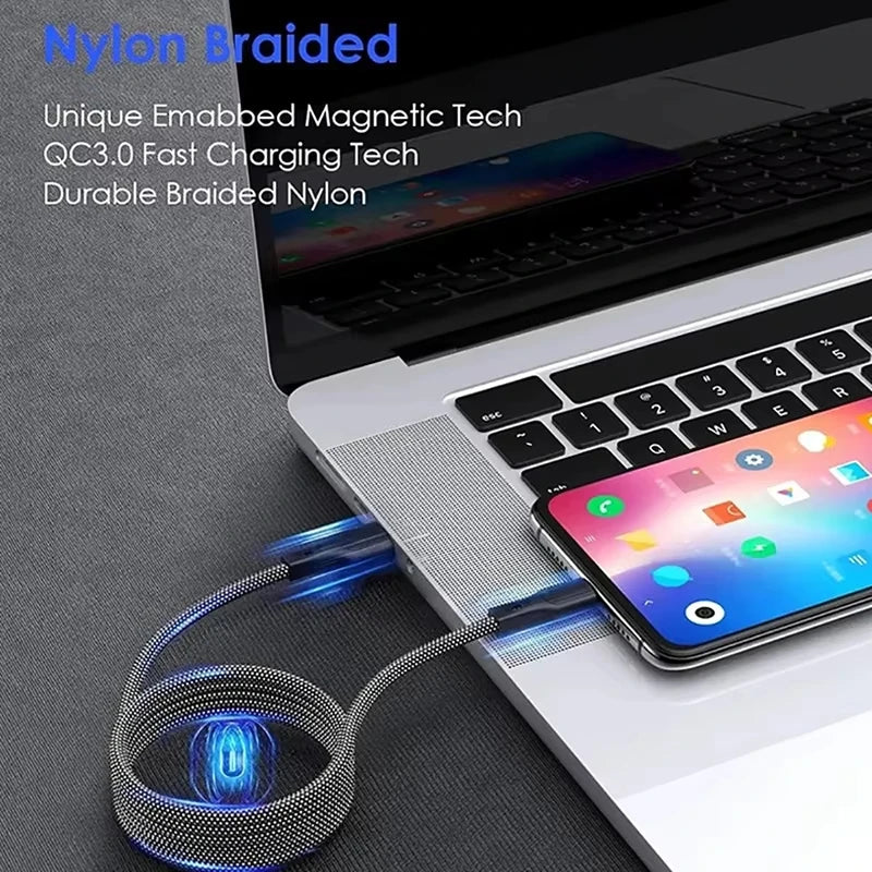 100W Magnetic Fast Charging Cable for iPhone  / Samsung  / iPad / MacBook (GREY)3