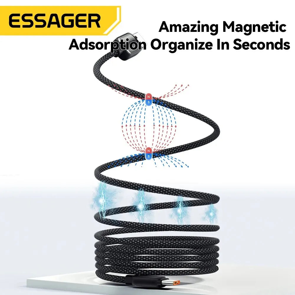 100W Magnetic USB‑C to USB‑C Fast Charging Cable for iPhone  / Samsung  / iPad / MacBook (BLACK)3