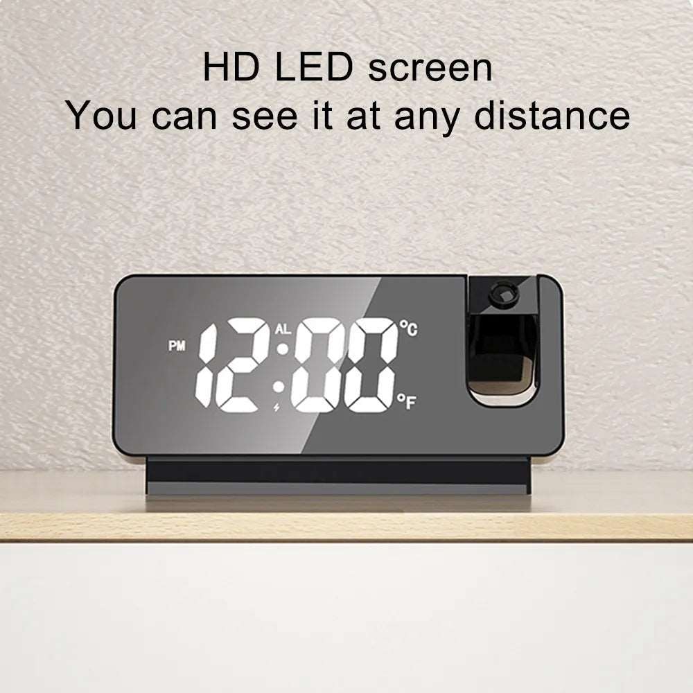 180° Rotation LED Digital Projection Alarm Clock USB - beunik