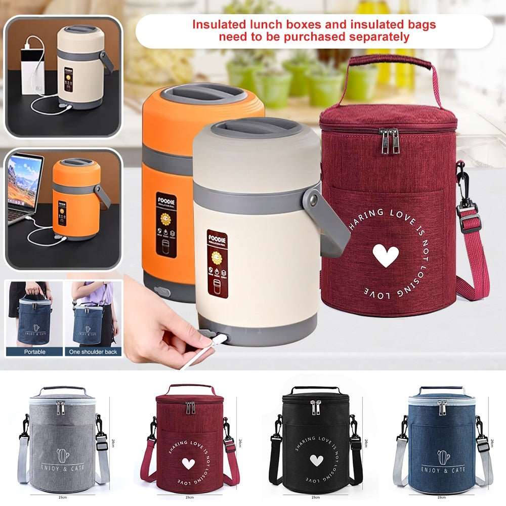 2 Liter USB Electric Heated Lunch Box Stainless Steel - beunik