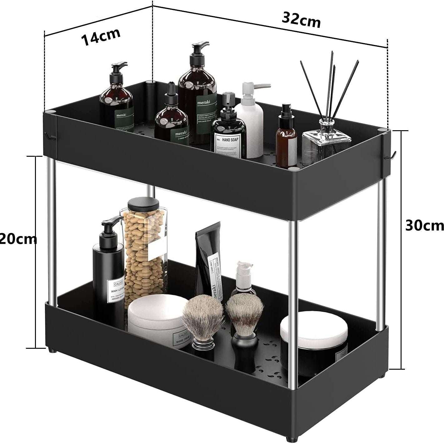 2 Tier Under Sink Organizer Sliding Cabinet Basket - beunik