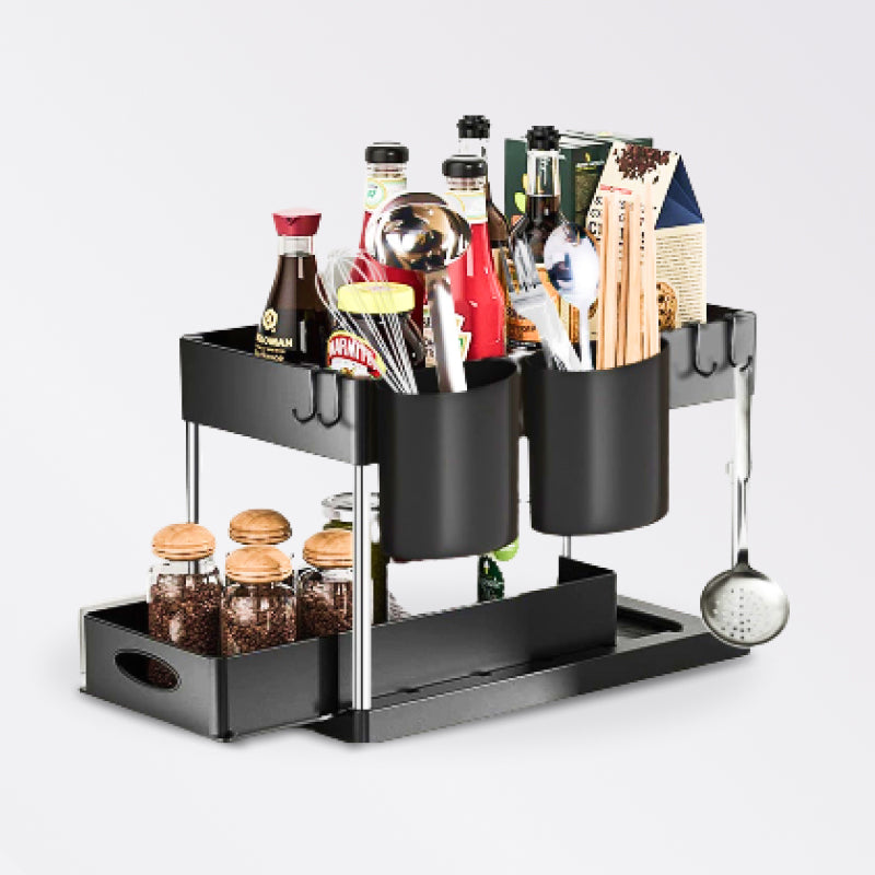 2 Tier Under Sink Organizer Sliding Cabinet Basket - beunik