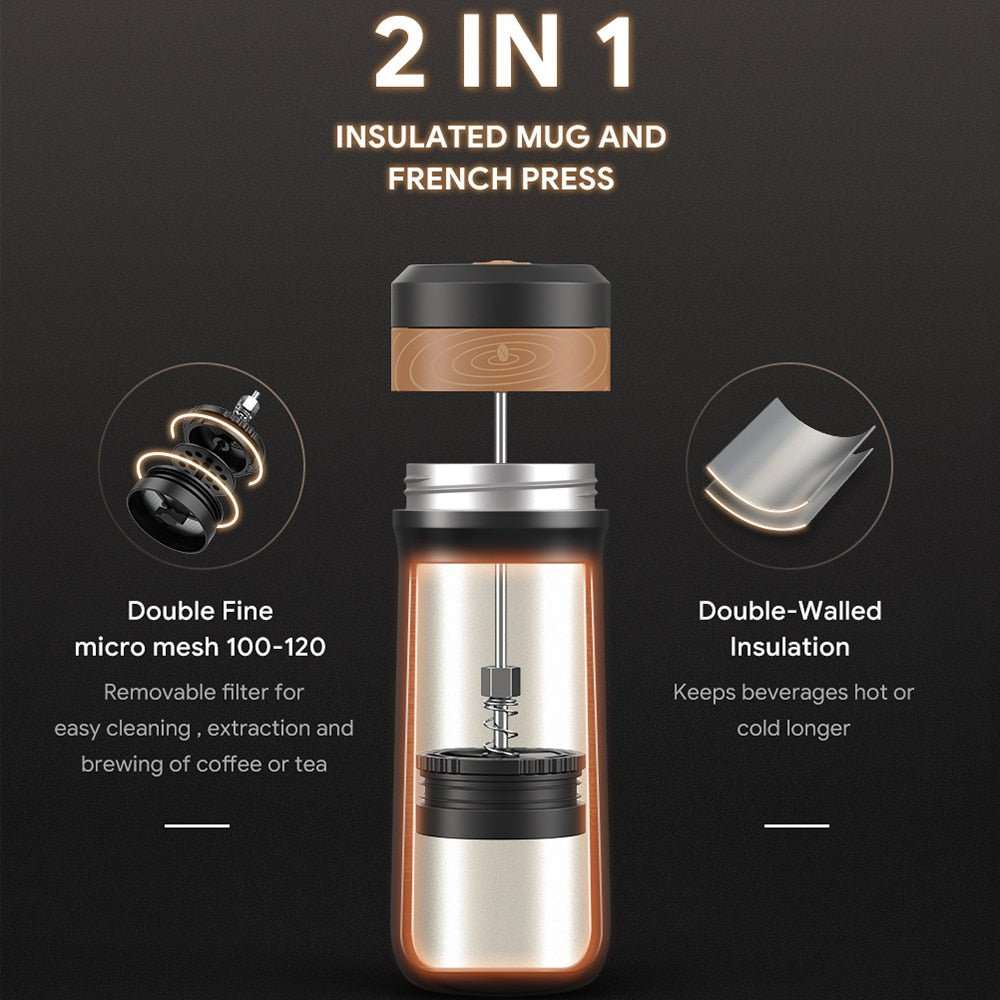 350ml Portable Coffee Pot French Press Coffee Maker - beunik