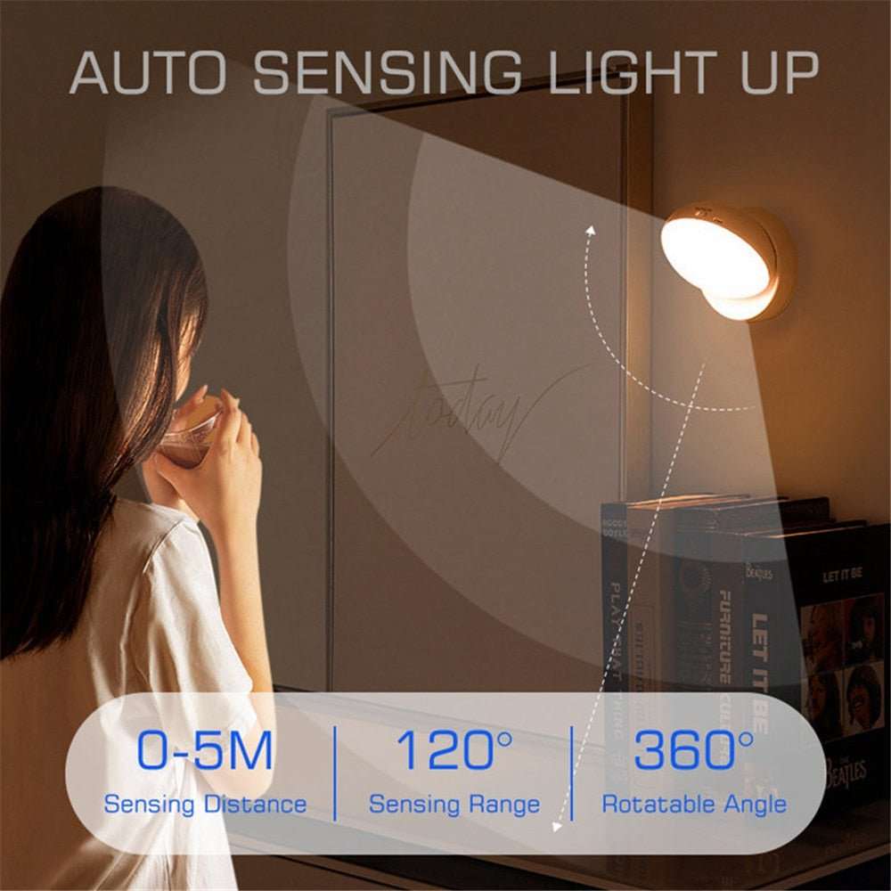 360 Rotated PIR Motion Sensor Rechargeable LED Night Light - beunik