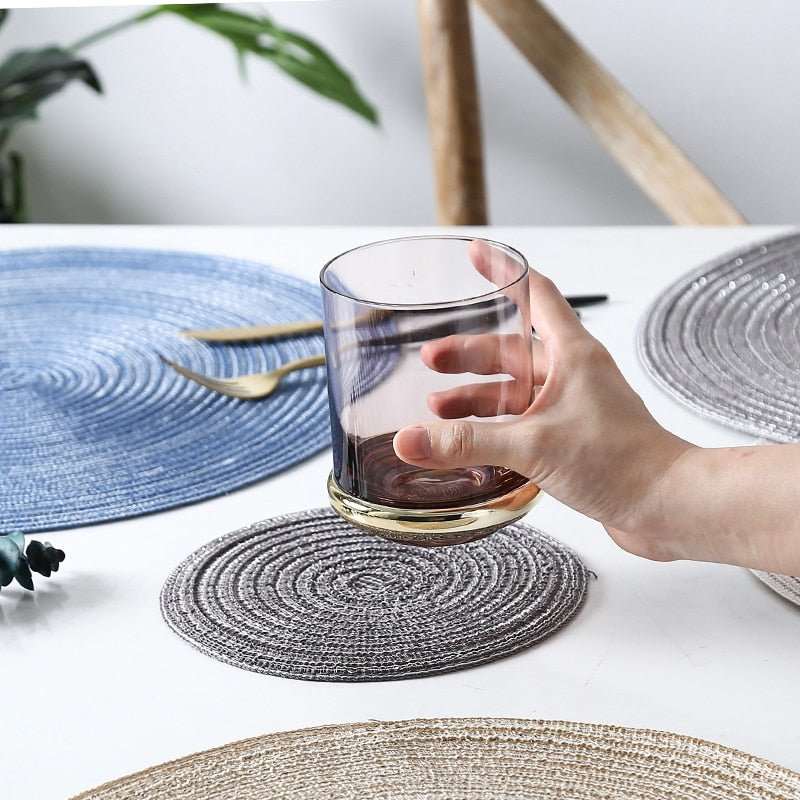 6pcs Round Table Mat Woven Ramie Placemats - beunik