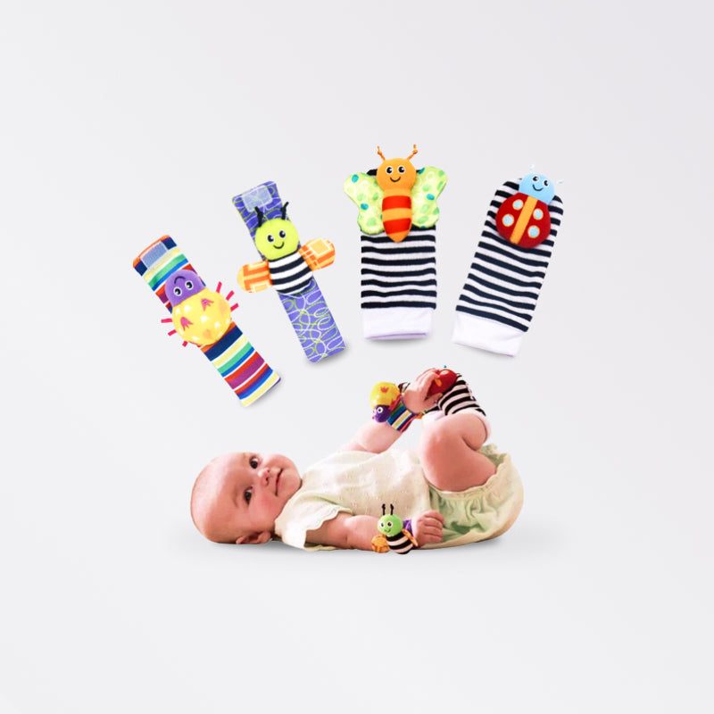 Baby Rattles Soft Plush Toys Foot Wrist Rattle Set - beunik