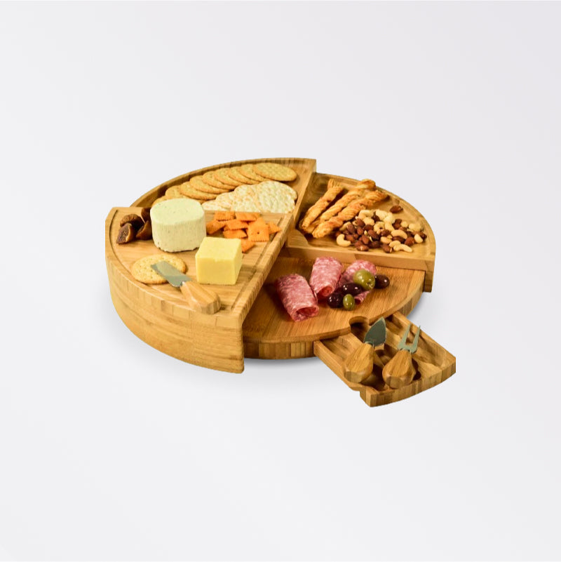 Bamboo Cheese Board with Cheese Knife Set - beunik