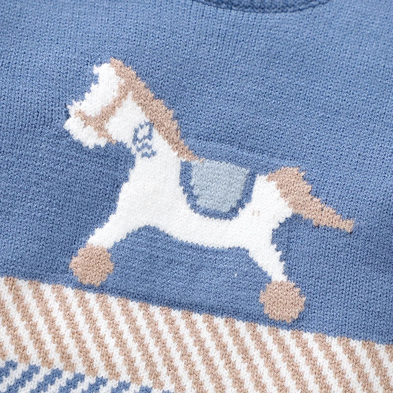 Blue Knit Long‑Sleeve Baby Jumpsuit 4 - purebaby