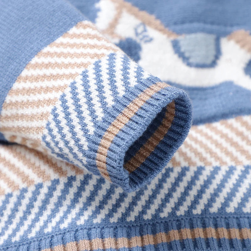 Blue Knit Long‑Sleeve Baby Jumpsuit  5 - purebaby