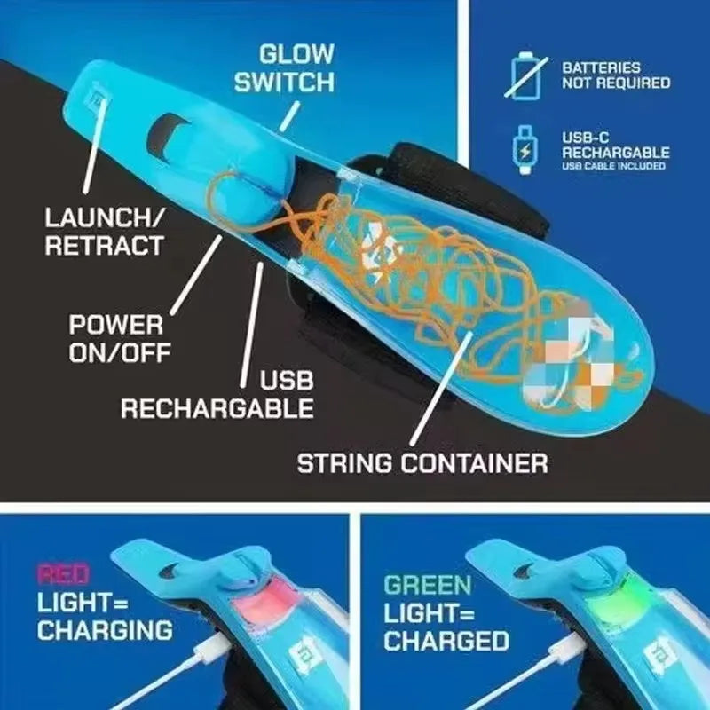 Glow-in-the-Dark Spider Web Launcher – Retractable Rechargeable Toy