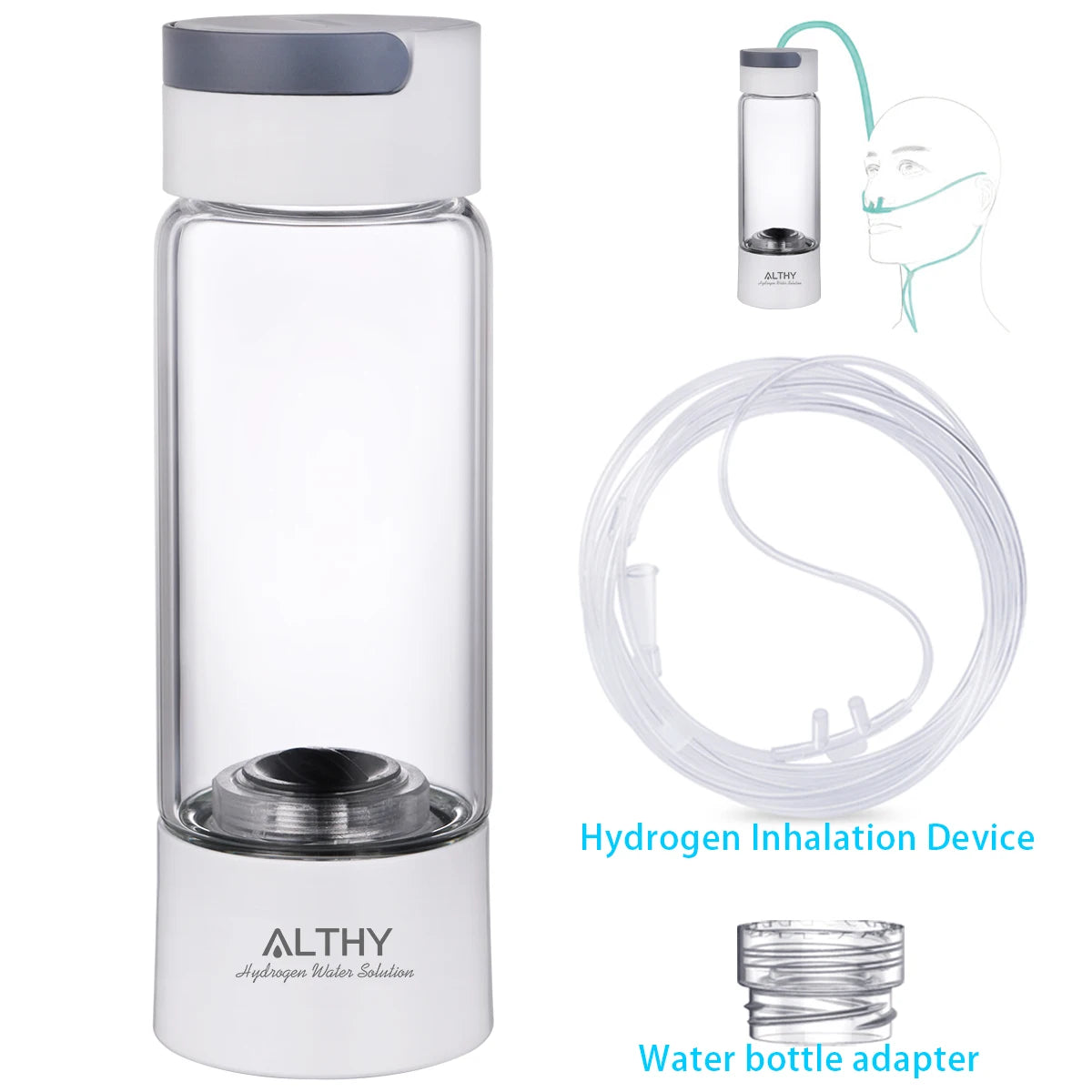 Hydrogen Rich Water Generator Bottle SPE & PEM Dual Chamber Maker Ionizer - H2 Inhalation Device beunik