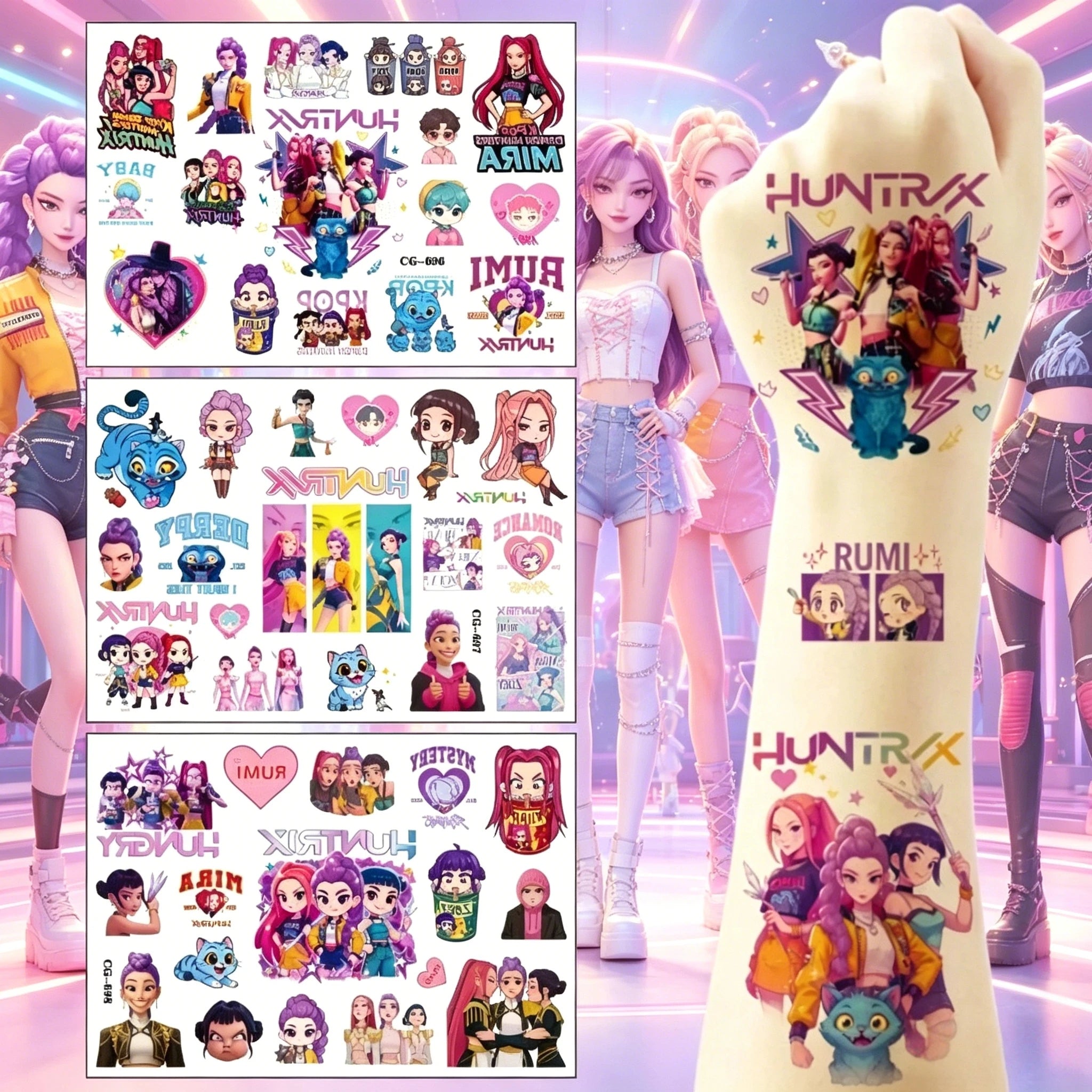 K-Pop Demon Hunter Temporary Tattoo Set