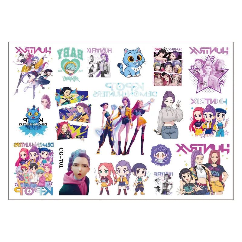 K-Pop Demon Hunter Temporary Tattoo Set245678
