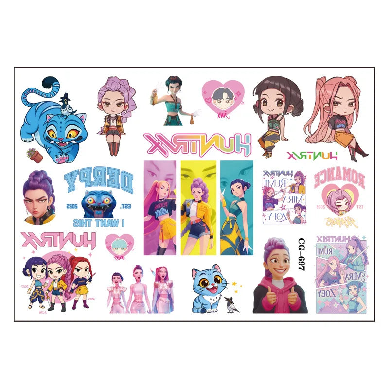 K-Pop Demon Hunter Temporary Tattoo Set24567890