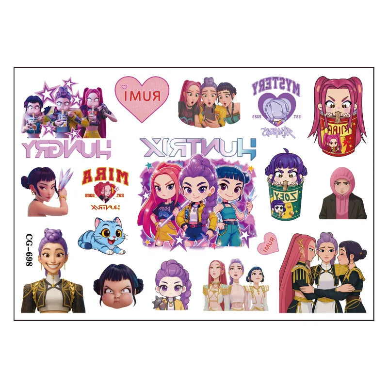 K-Pop Demon Hunter Temporary Tattoo Set2456789010