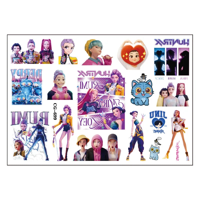 K-Pop Demon Hunter Temporary Tattoo Set24567890101