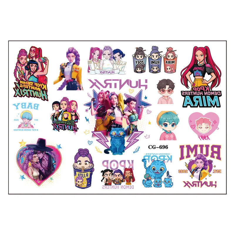 K-Pop Demon Hunter Temporary Tattoo Set245678901012