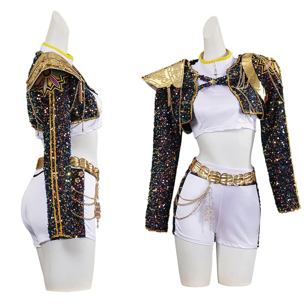 K pop demon hunter - Rumi Idol Kids Cosplay Costume – Black & Gold Girls Outfit - beunik
