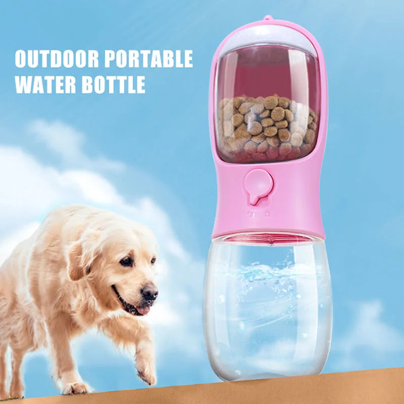 Pet Travel Companion: 2-in-1 Portable 300ml Water Bottle and Food Dispenser for Dogs and Cats beunik