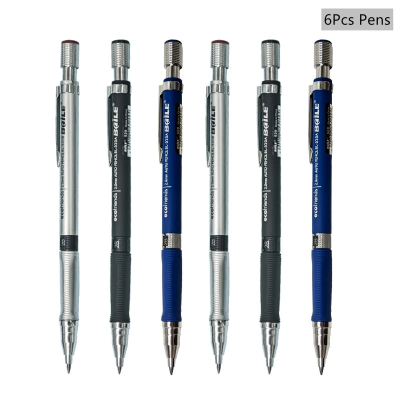 Mechanical Pencil Set 2.0 mm with 2B Black/Colors Lead Refill beunik