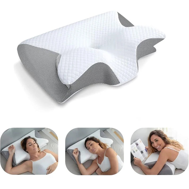 Memory Foam Cervical Pillow, 2 in 1 Ergonomic Contour Orthopedic Pillow for Neck Pain & Contoured Support beunik