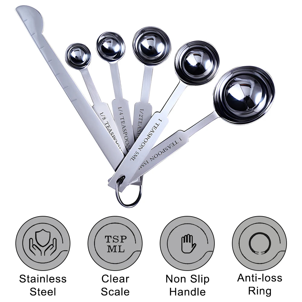 Stainless Steel Measuring Cups and Spoons Set