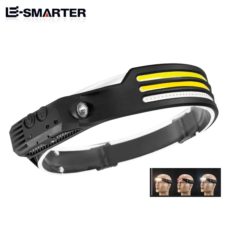 LED Sensor Head Lamp Built-in Battery Flashlight USB Rechargeable