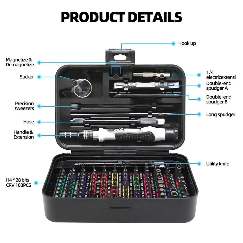 Precision Screwdriver Set 132 in 1 Magnetic Screw Driver Bits