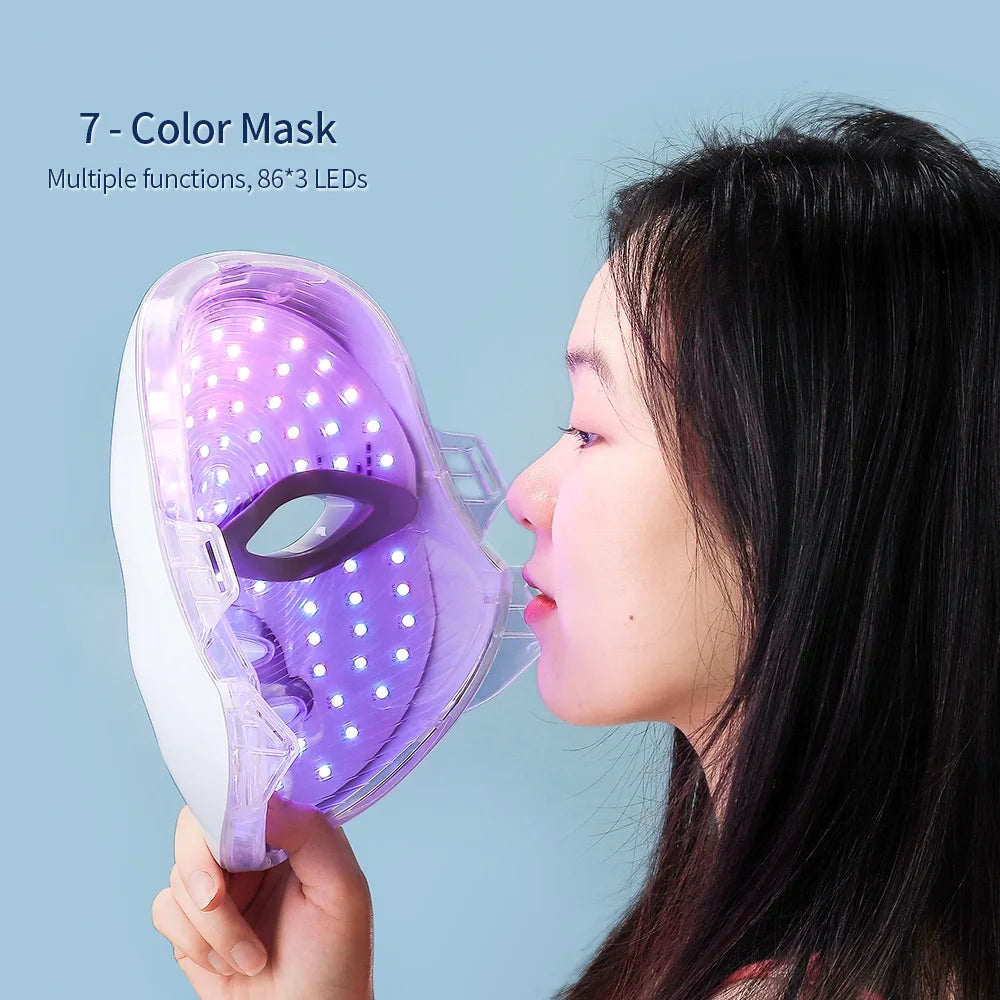 7 Colors Led Facial Mask With Neck Red Light Therapy Mask Anti-aging Bio-Light Beauty beunik